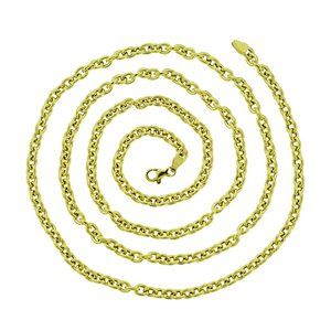 Cable Rolo Link Chain Necklace 18K Yellow Gold Italy